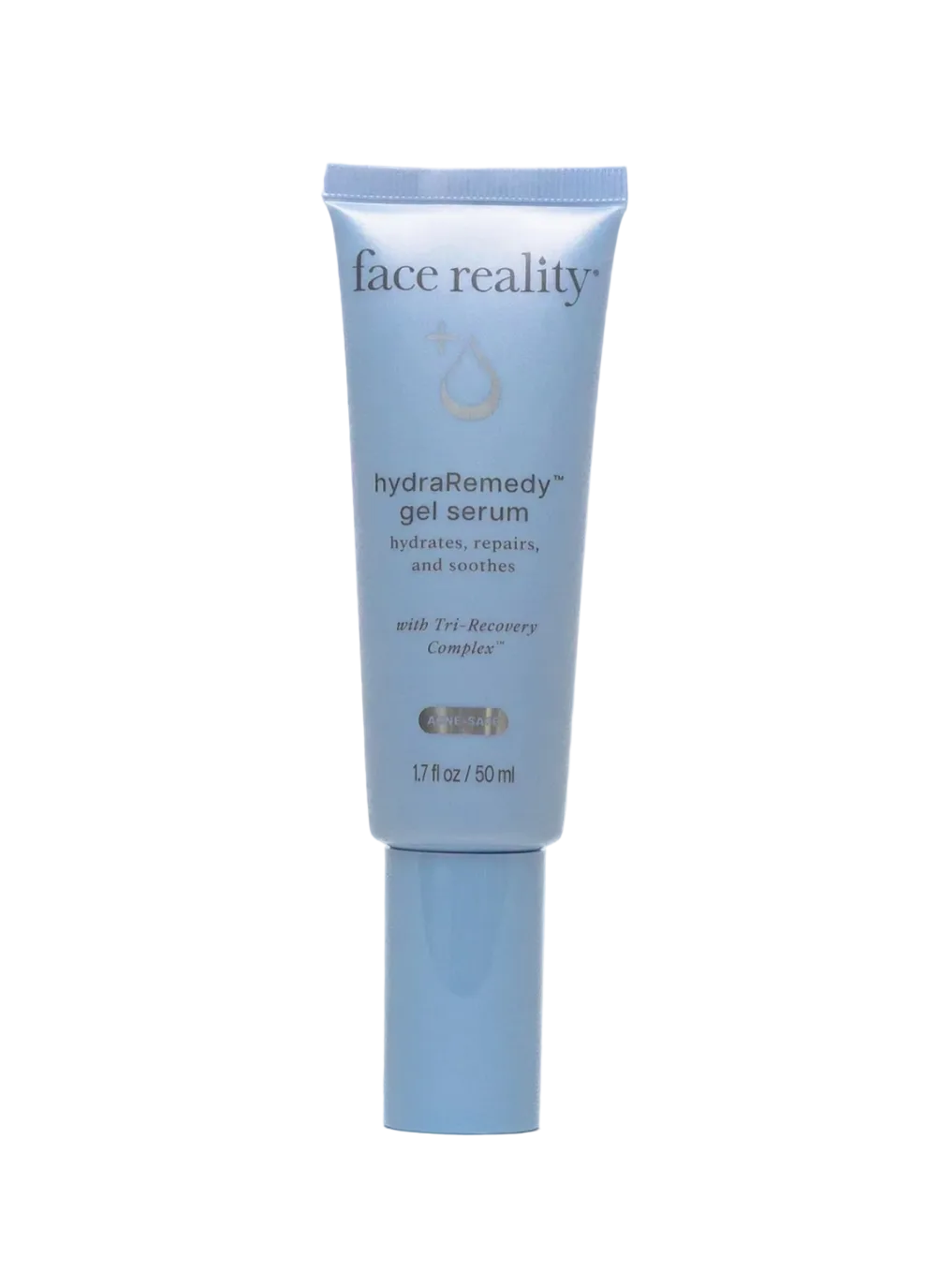 A tube of HydraRemedy Gel Serum by Face Reality with blue packaging.