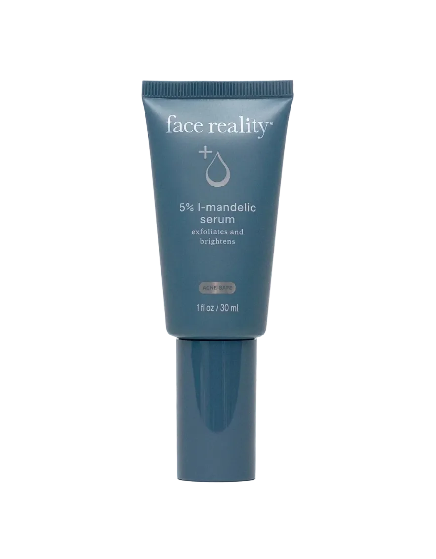 A tube of 5% L-Mandelic Serum against a white background.