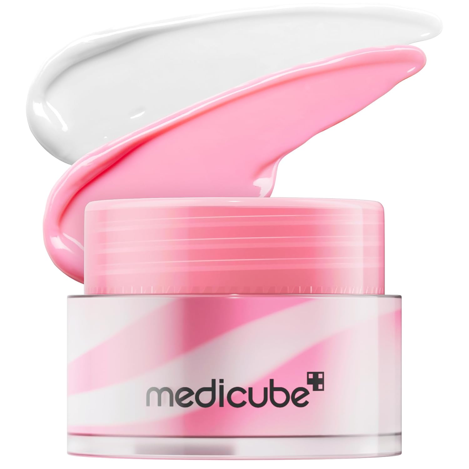 Pink and white cream jar with 'medicube' branding on a white background Beauty Culture PDRN Lip Sleeping Mask